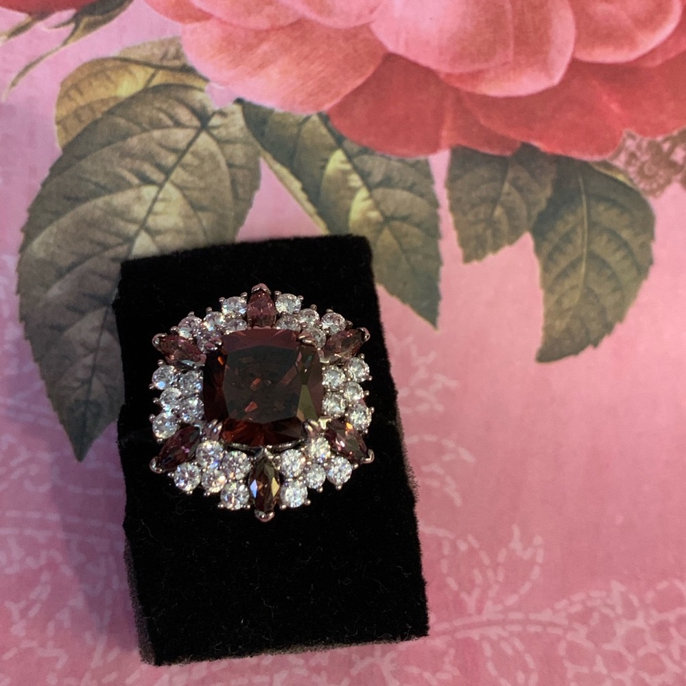 Genuine Rhodolite and Sapphire 925 Ring